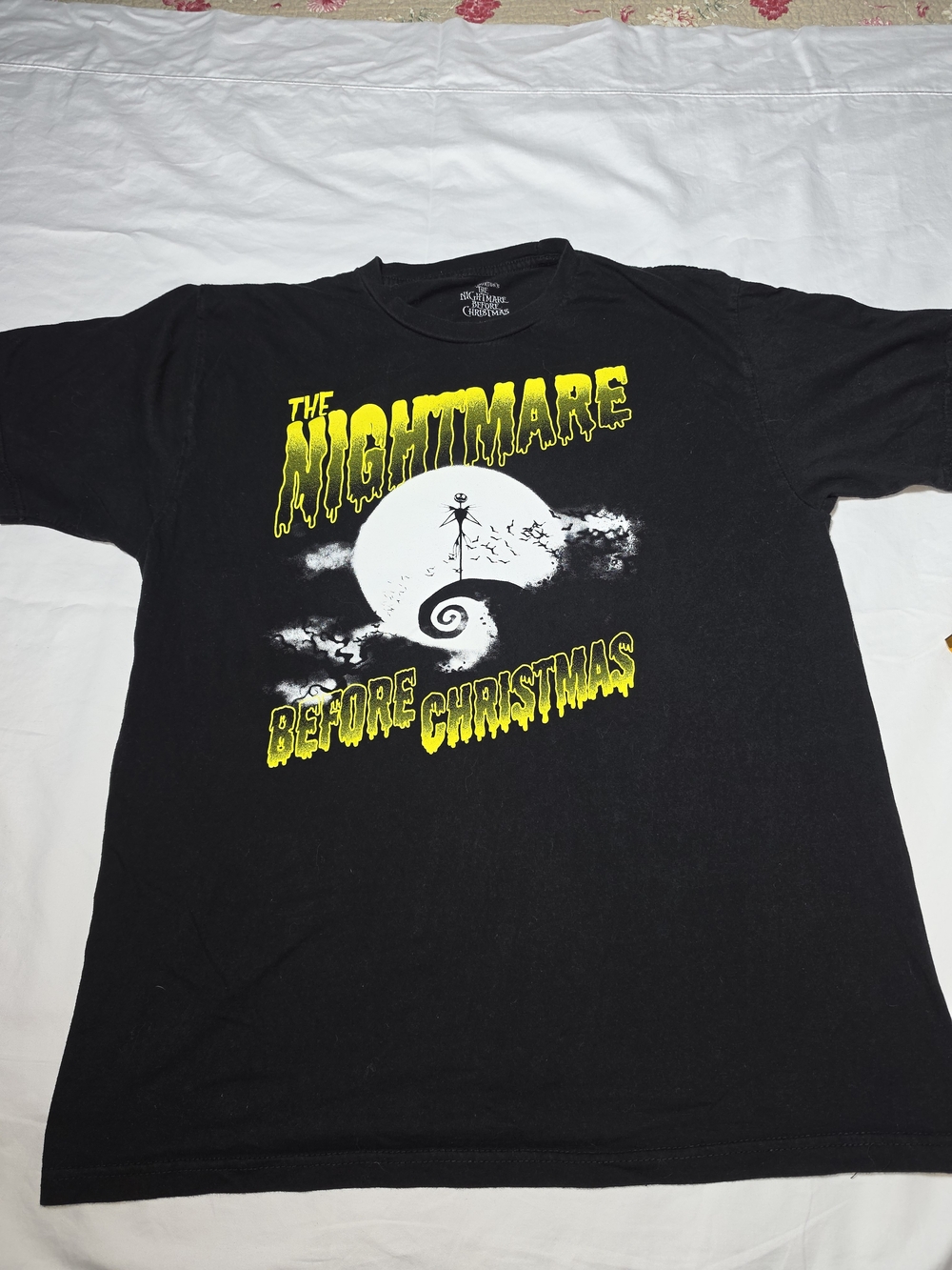 Disney Black The Nightmare Before Christmas Graphic Tee with Yellow Print